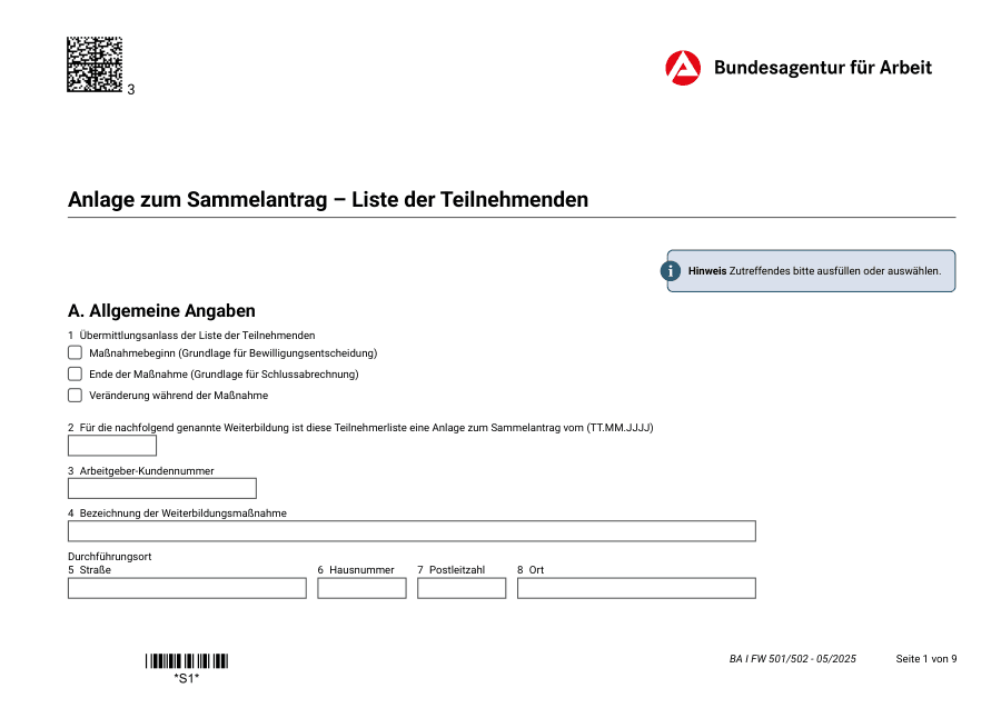 Vorschau des BA-Dokuments Anlage zum Sammelantrag - Liste der Teilnehmenden