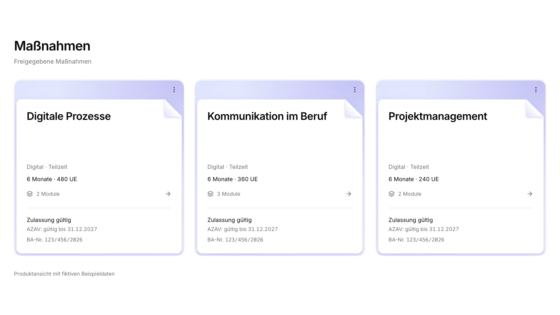 Maßnahmen-Programmblatt in Bewillo